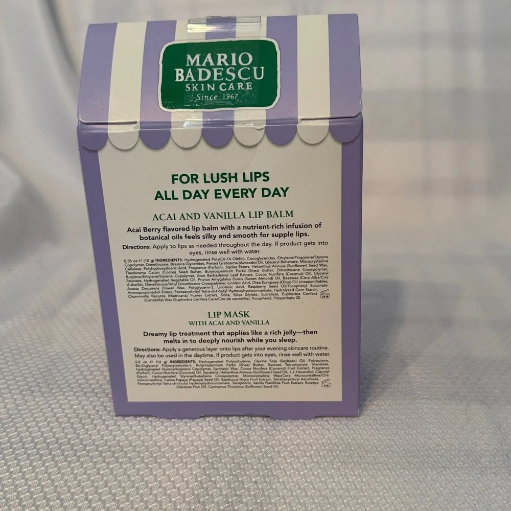 Mario Badescu Day to Night Lip Duo Acai and Vanilla Lip Balm and Lip‎ Mask Set